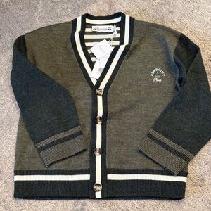 Bonpoint Olive and Cream Cardigan Sweater NWT
